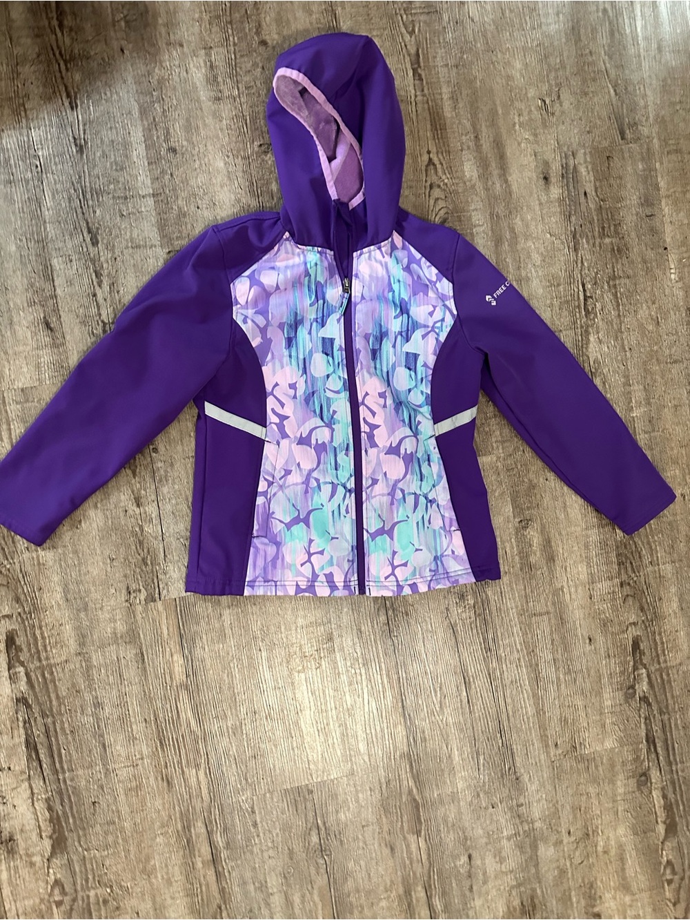 Free Country Girls Purple Softshell Fleece Lined Hooded Jacket Size 10/12